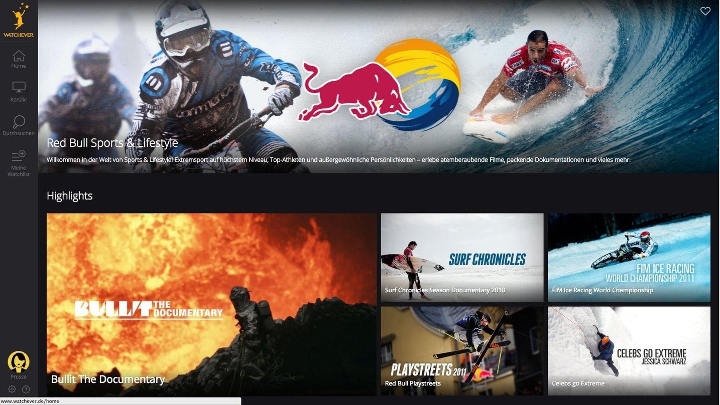 Ab sofort bei Watchever: Extremsport- und Lifestyle-Content aus dem Hause Red Bull