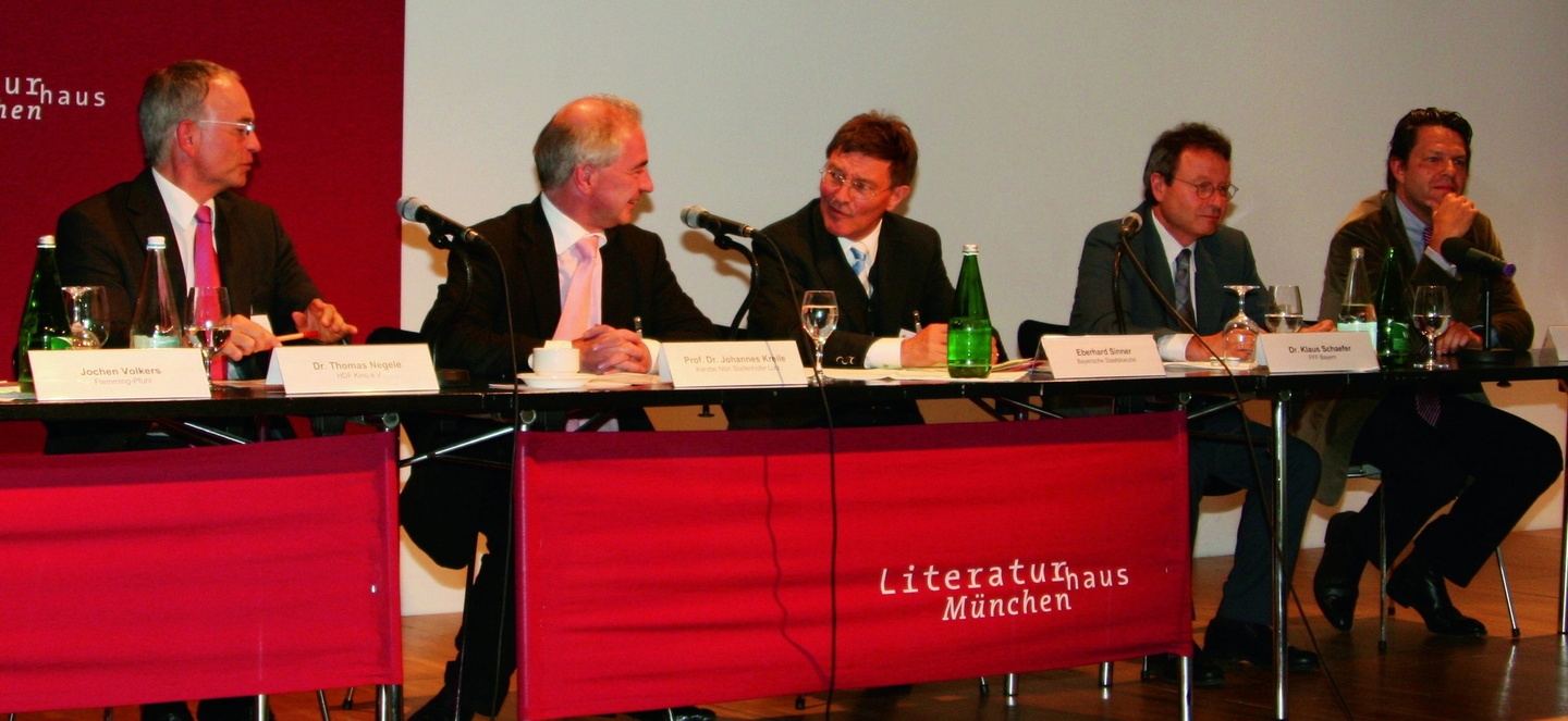 Ideen zur Stärkung der Marke "Kino" entwickelten auf dem Schlusspanel unter anderem Thomas Negele, Johannes Kreile, Staatsminister Eberhard Sinner, Klaus Schaefer und Kai Blasberg