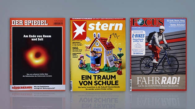 Rätselhaftes Universum, Bildung und Radfahren: Auf diese Titelthemen setzten die  Redaktionen der aktuellen Magazine in der Heftwoche 19