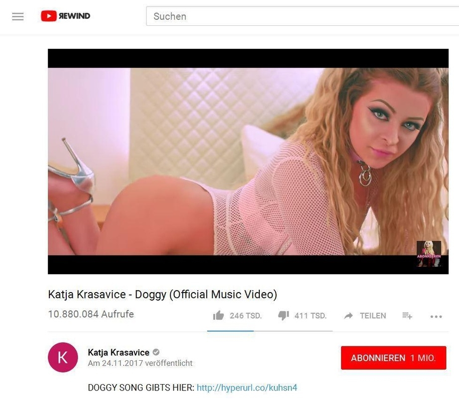 Landet mit "Doggy" den höchsten Neueinstieg in den Offiziellen Deutschen Charts der jüngsten Erhebungswoche und ist auch bei YouTube ein Hit: Katja Krasavice