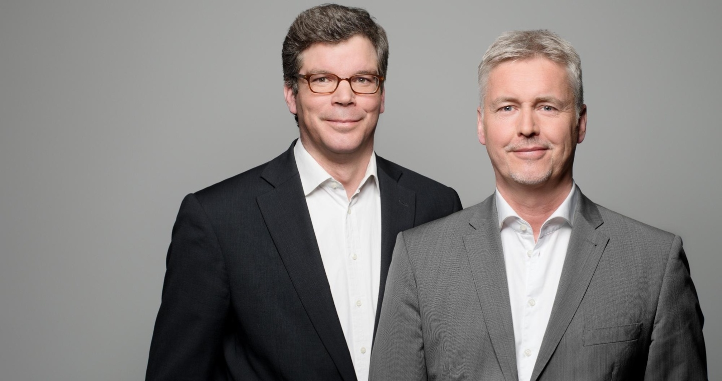 Zeigen sich trotz deutlich gesunkener Einnahmen zufrieden mit der Jahresbilanz der GVL für 2018: die Geschäftsführer Tilo Gerlach (links) und Guido Evers