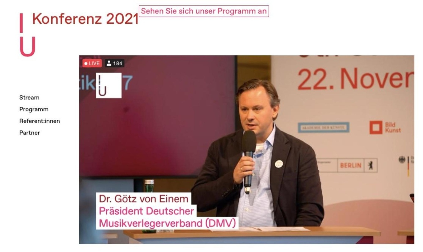 Sprach 2021 bei der Urheberrechtskonferenz: DMV-Präsident Götz von Einem