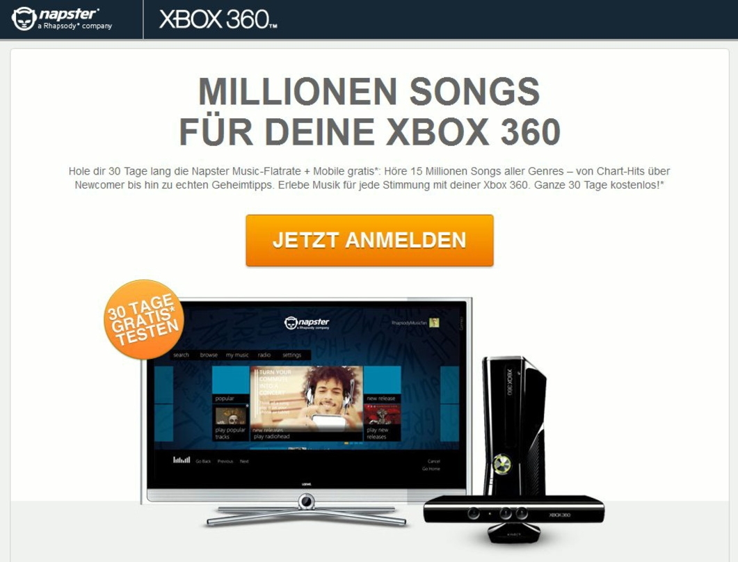 Nun auch für Nutzer von Xbox und Xbox Live verfügbar: Der Musikdienst Napster