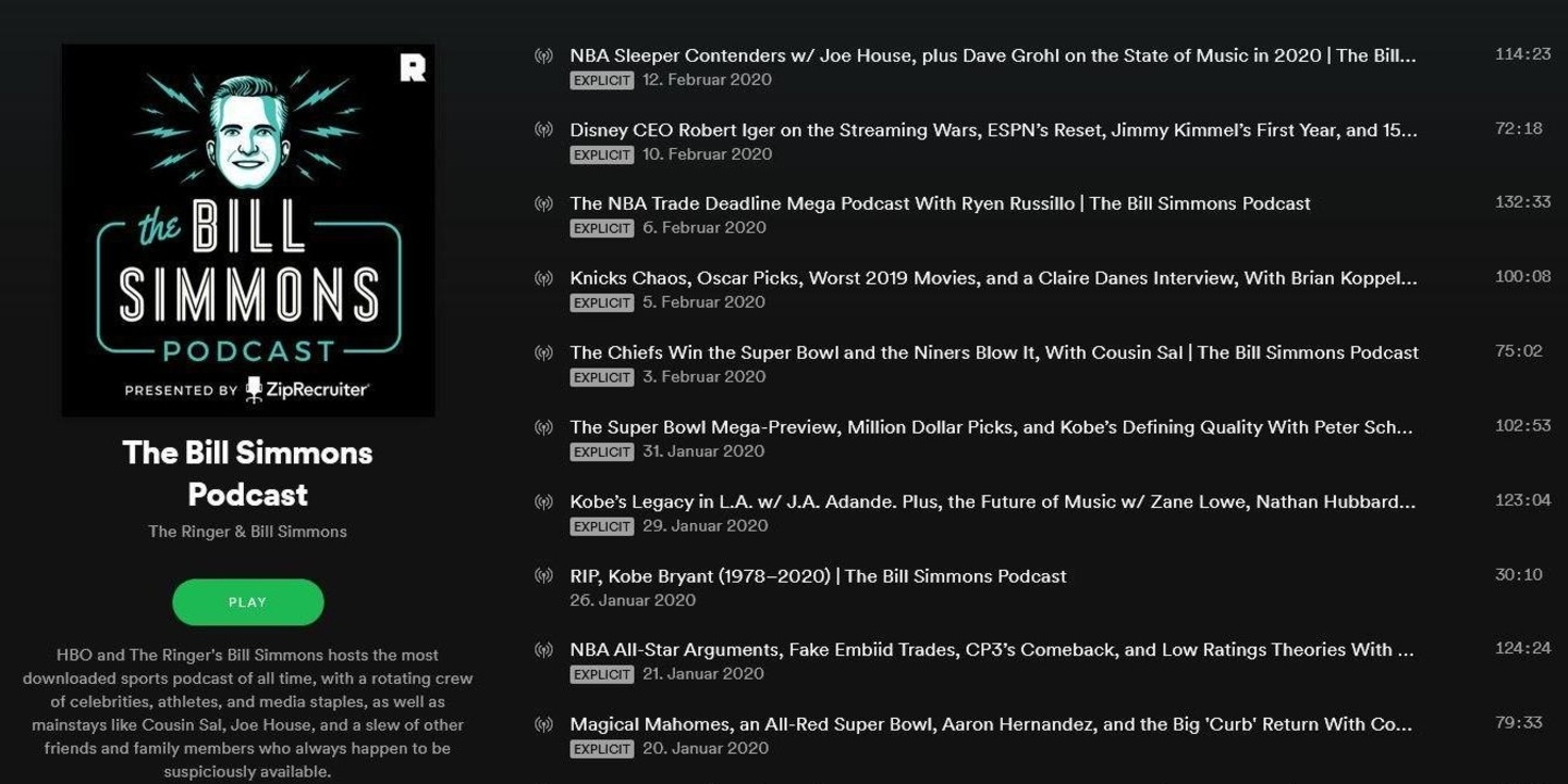 Ein populäres Format von The Ringer: Der Podcast von Bill Simmons 