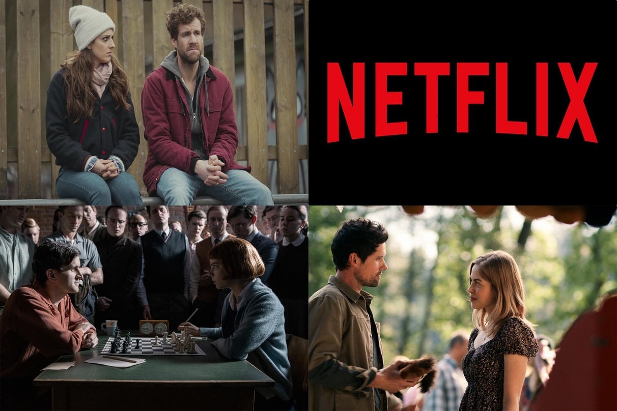 Netflix-Erfolge: "ÜberWeihnachten" (l.o.), "Das Damengambit" (l.u.) und "Virgin River" (r.u.)