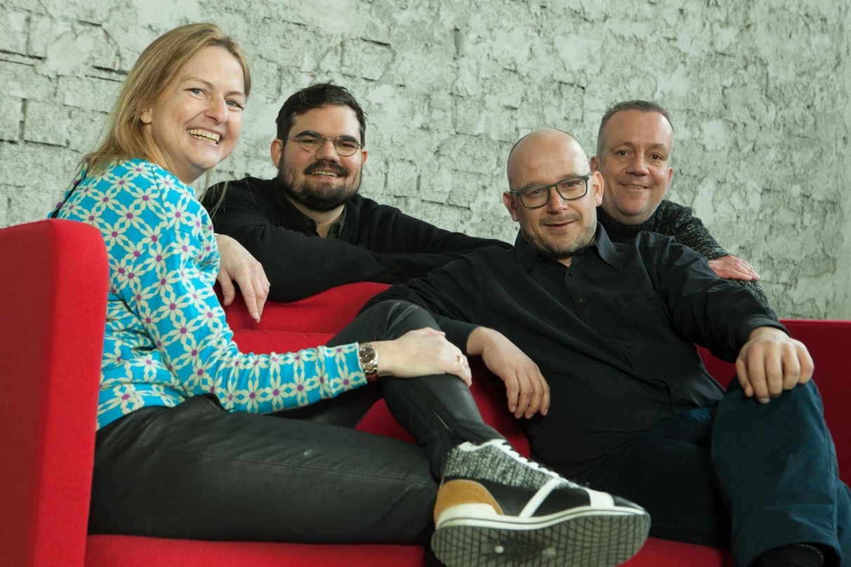 Neue Kooperationspartner (von links): Ulrike Unseld (Deluxe Music), Tobias Tzschaschel (Münchner Hauskonzerte), Frank Lilie (HD Plus) und Stephan Schwarzer (Deluxe Music)