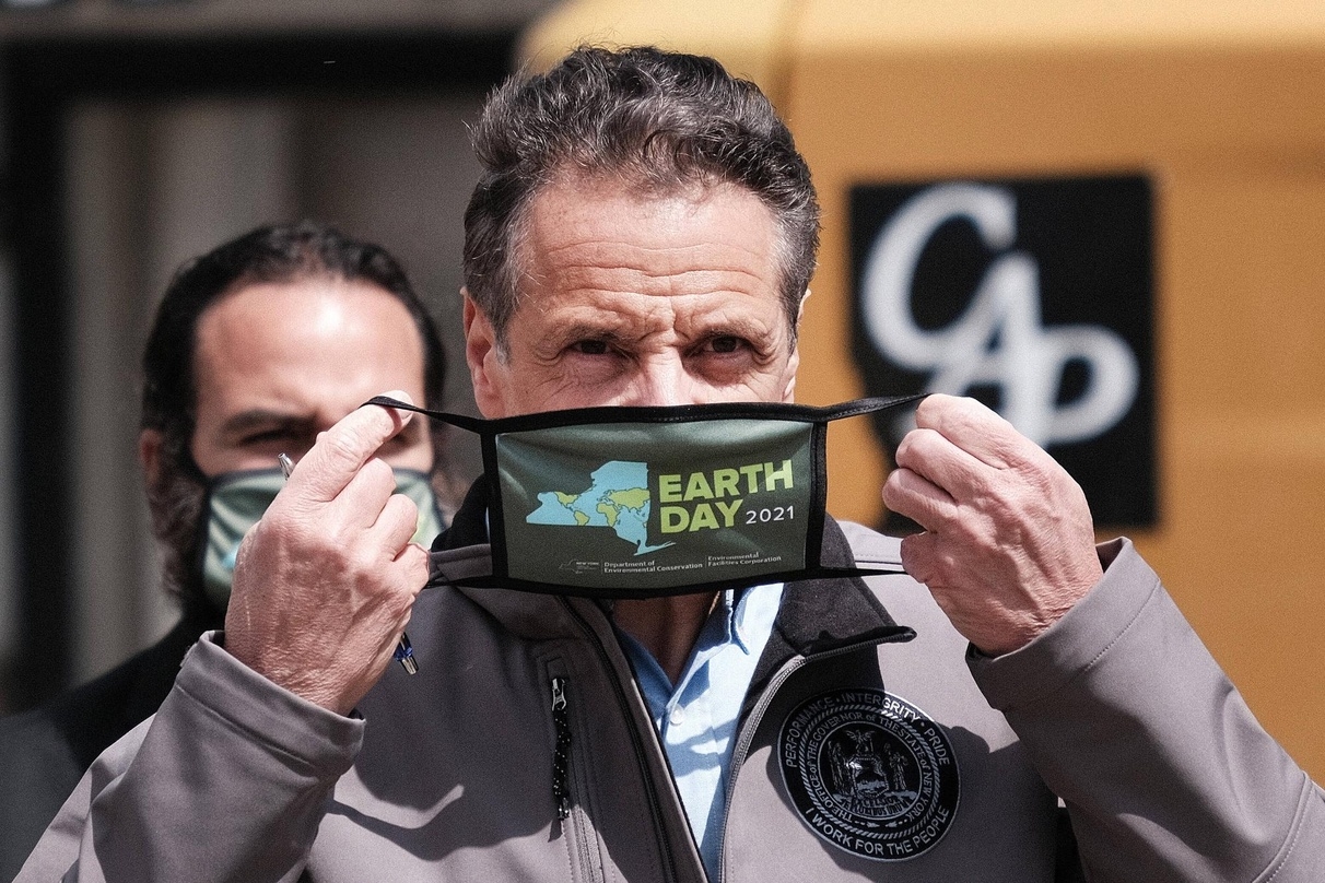 New Yorks Gouverneur Andrew Cuomo anlässlich eines Auftritts zum Earth Day am 22. April 2021 
