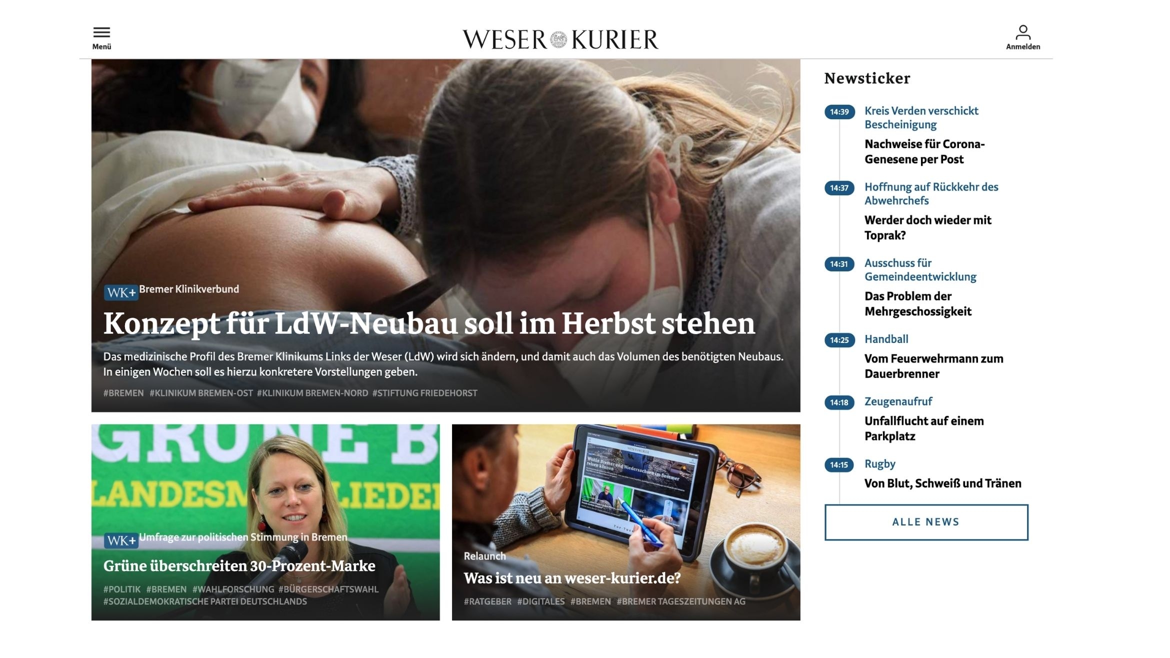 Online-Auftritt des "Weser-Kurier" –
