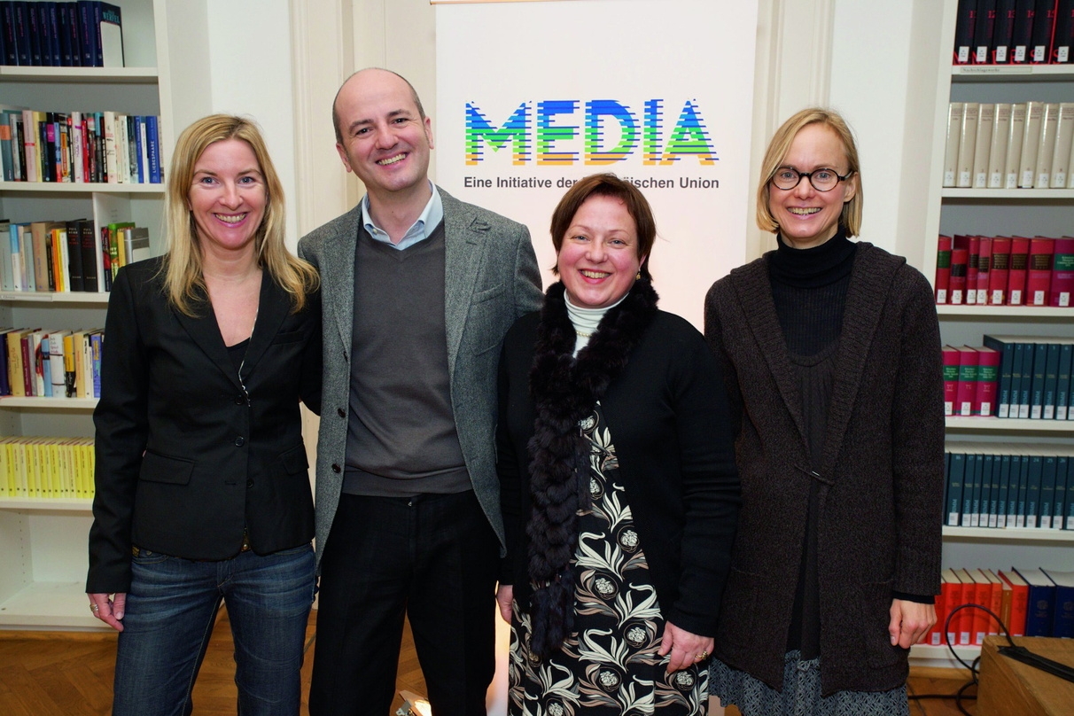 Anke Gadesmann (MEDIA Antenne Bayern), Roberto Olla (Eurimages), Petra Kashmiry (Eurimages) und Ingeborg Degener (MEDIA Antenne Bayern)