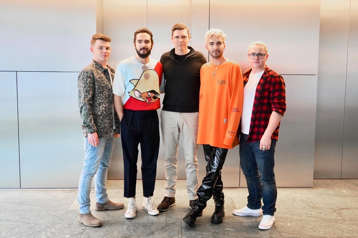 Machten die Zusammenarbeit fix: Tokio Hotel mit Thorsten Freese (Mitte)