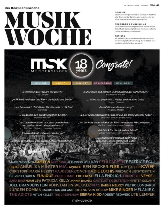 Die E-Paper-Ausgabe der MusikWoche Vol. 42/2018