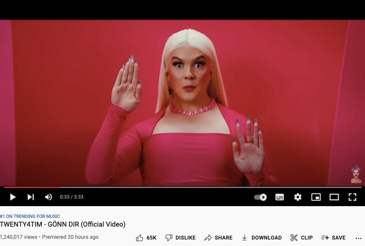 Twenty4tim gönnt sich mit "Gönn Dir" Platz eins der deutschen YouTube-Musik-Trendcharts