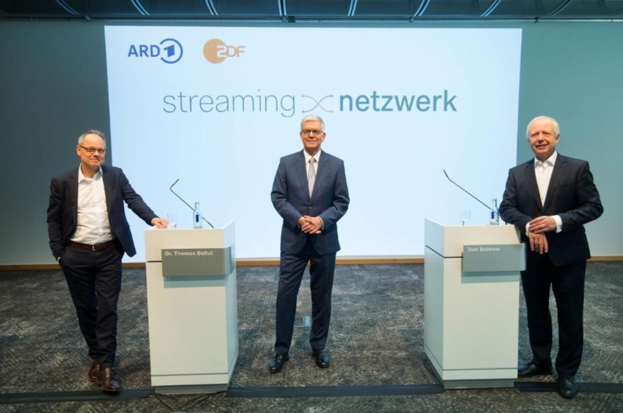 SWR-Intendant Kai Gniffke, ZDF-Intendant Thomas Bellut und ARD-Vorsitzender Tom Buhrow