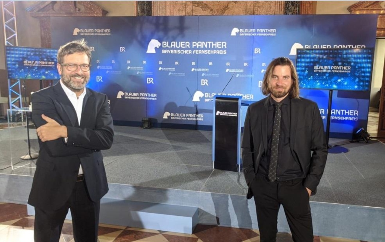 Tom Zwiessler und Christian Klandt bei der Verleihung des Bayerischen Fernsehpreises