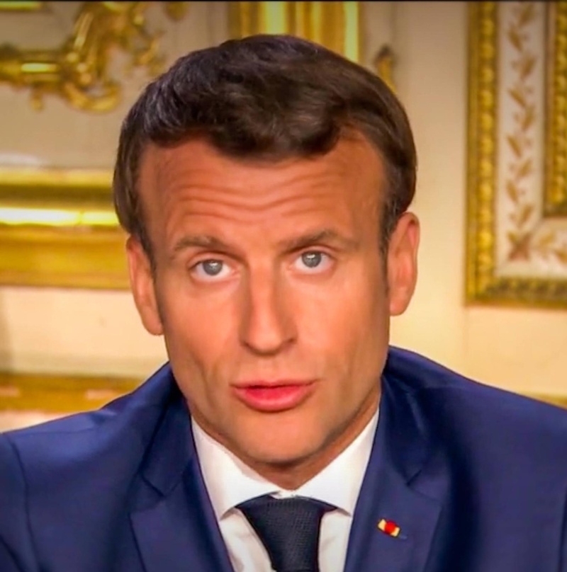 Frankreichs Staatspräsident Emmanuel Macron während seiner Ansprache am Ostermontag