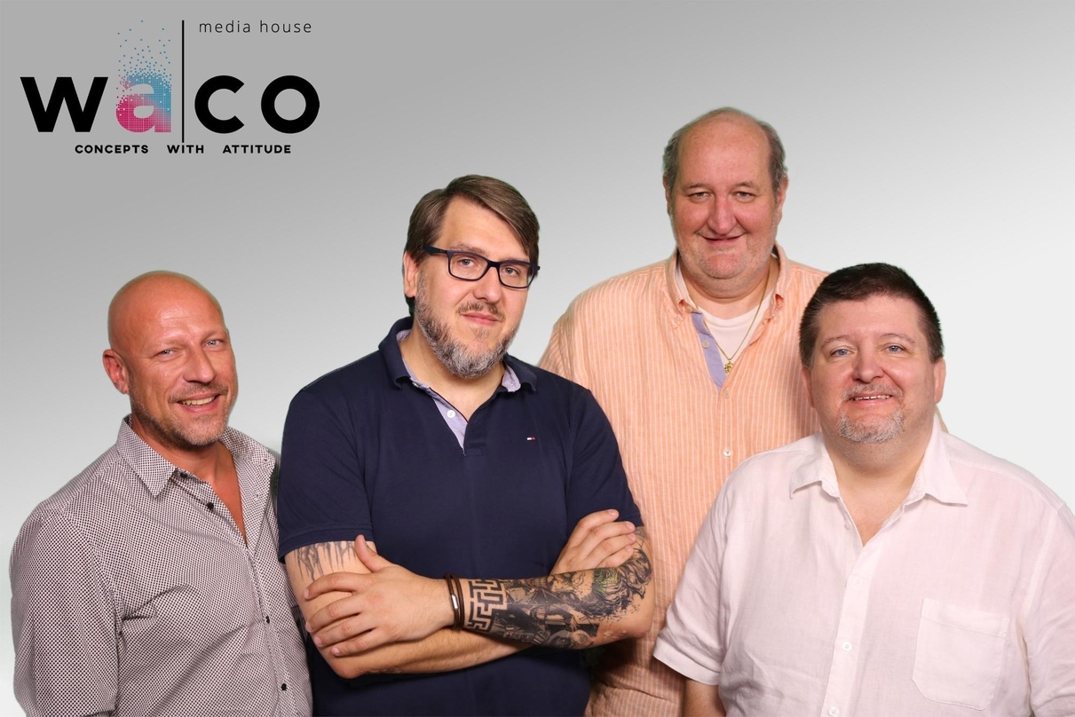 Die Geschäftsführer des neuen wa|co media house (v.l.): Alexander Kreis, Sven Siemen, Garry Leusch und Vitus Hoffmann