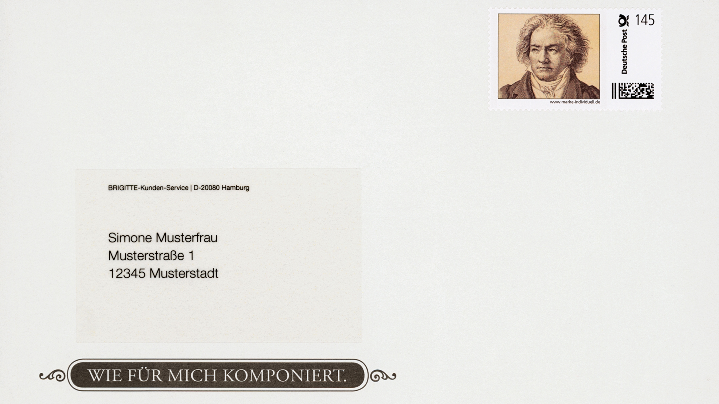 Für das Mailing wurde sogar eine Briefmarke entworfen –