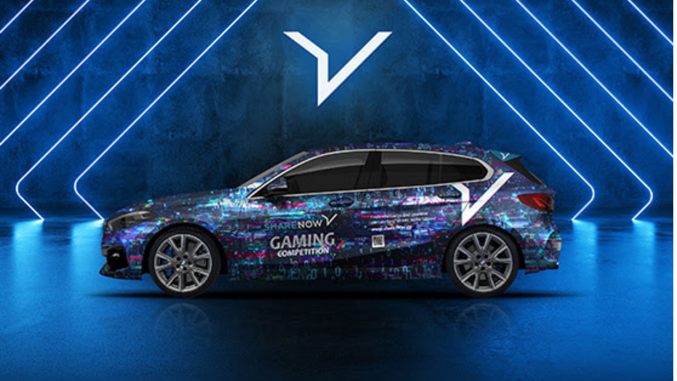 Share Now-Fahrzeug in einem Sonderdesign zum Gaming – 