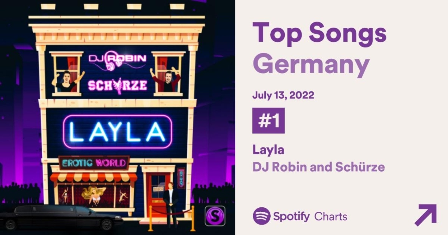 "Layla" generierte am 13. Juli erstmals mehr als eine Million Streams in Deutschland auf Spotify