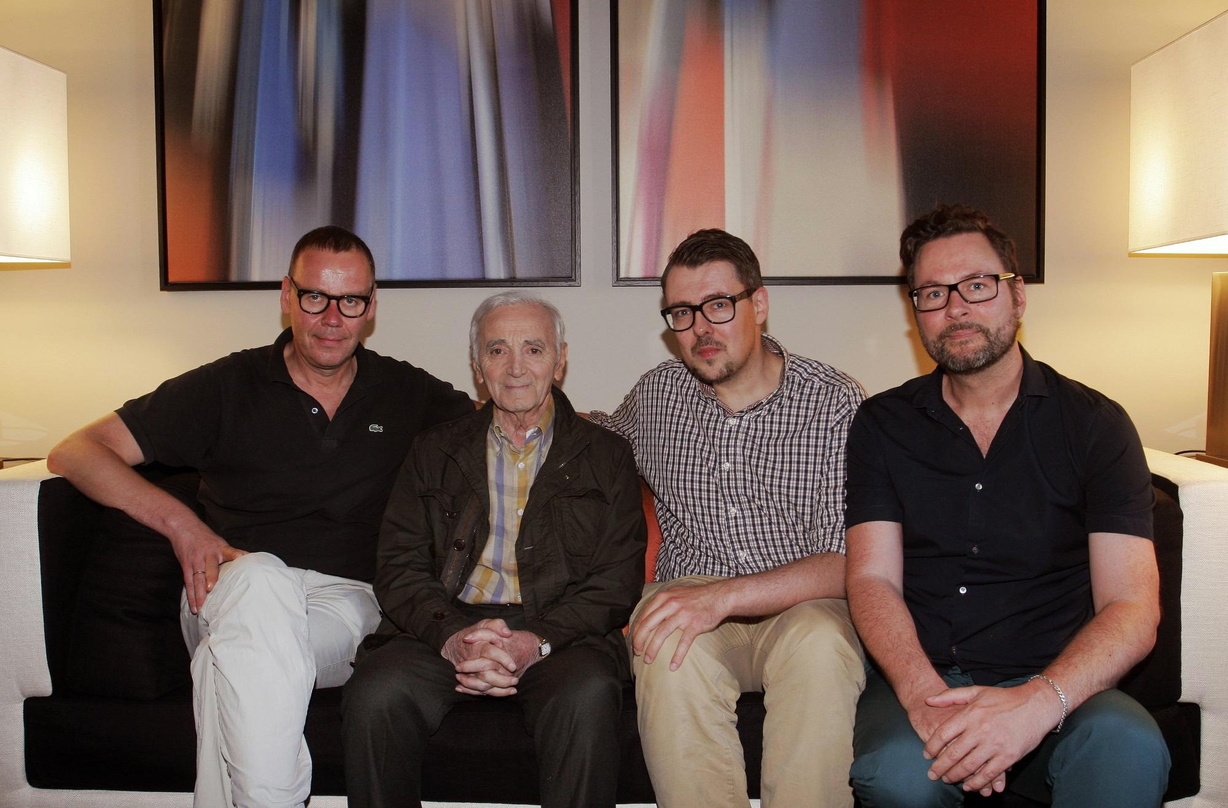 Trafen sich in Berlin (von links): Michael Kucharski, Charles Aznavour, Philippe König und Kai Lerner