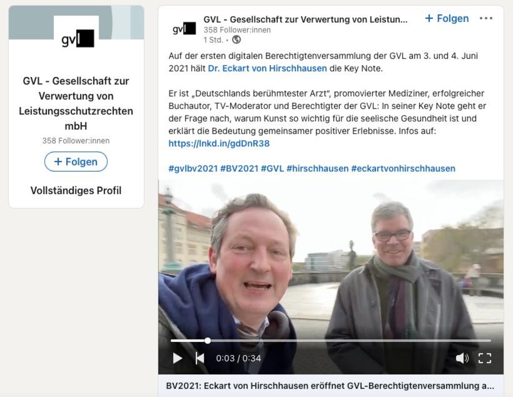 Trafen sich bei einem Briefing: Eckart von Hirschhausen (links) und GVL-Geschäftsführer Tilo Gerlach