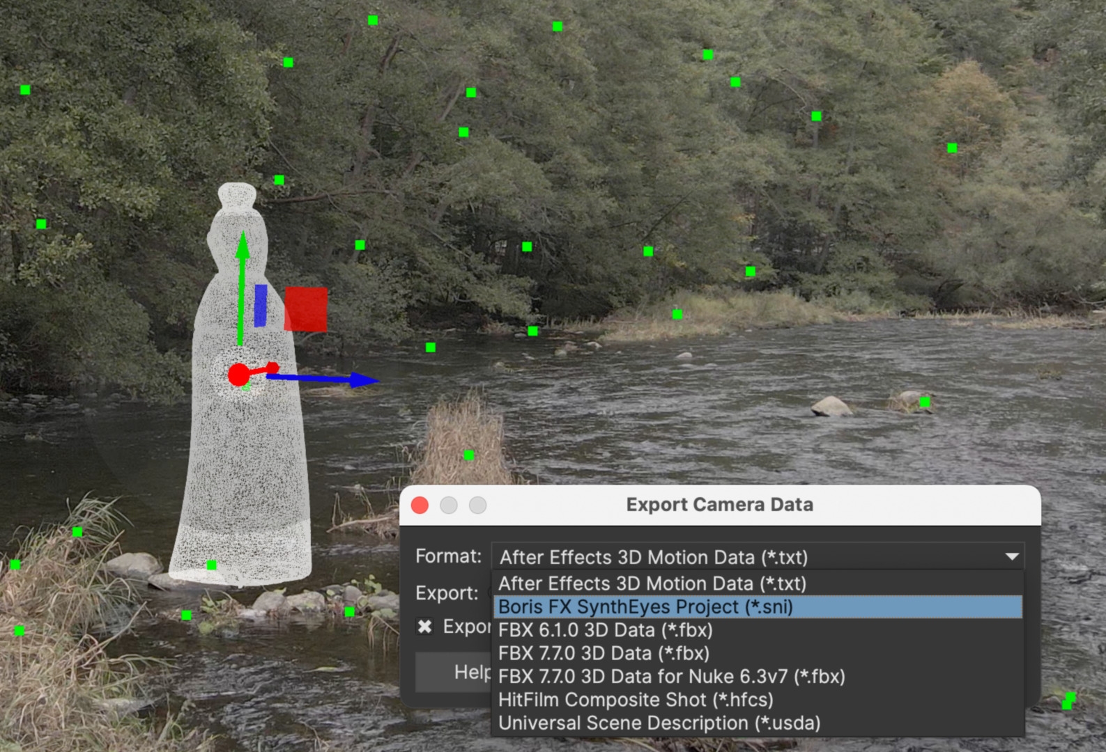 Importierte USD-Modelle sind in SynthEyes platzierbar, werden aber nicht gerendert, sondern dienen allein der Visualisierung.