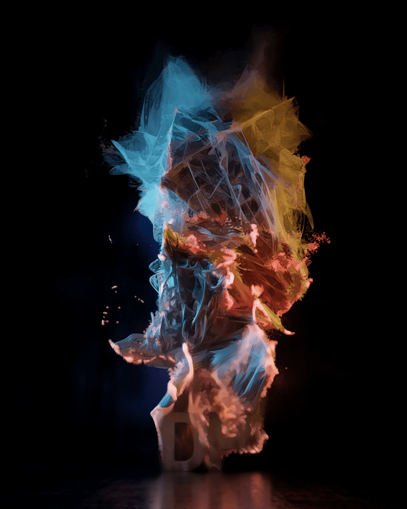 Die Covergrafik der letzten Ausgabe mit der Kuwahara-Node verfremdet. Die Filtergröße ist umso kleiner, je näher die Elemente am Betrachter sind. Dadurch lassen sich die Schläuche im Inneren gut erkennen, während die Skulptur in die Tiefe immer weiter verschwimmt.