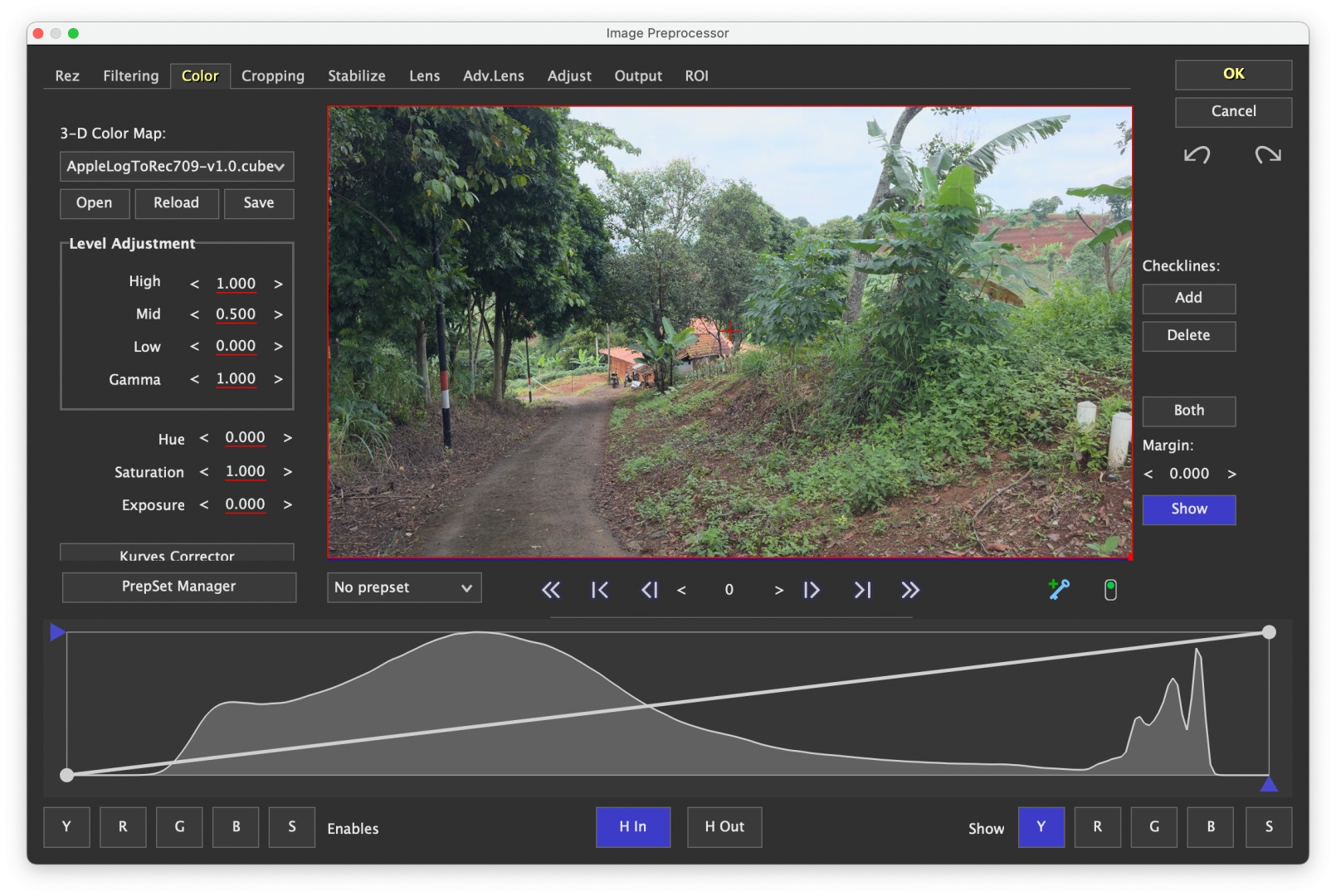 Der Image Preprocessor kann LUTs laden oder direkt das Bild korrigieren.