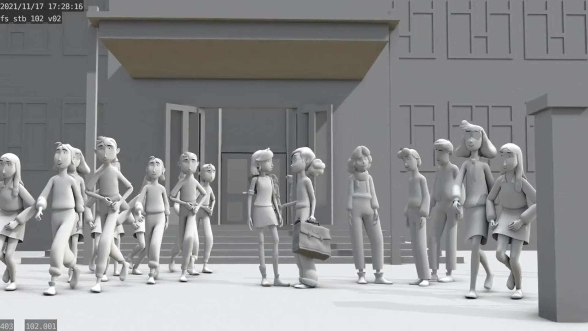 Do not try in 2D: Die Kamera fliegt über halb Leipzig und landet zum Schulschluss in dieser Einstellung.