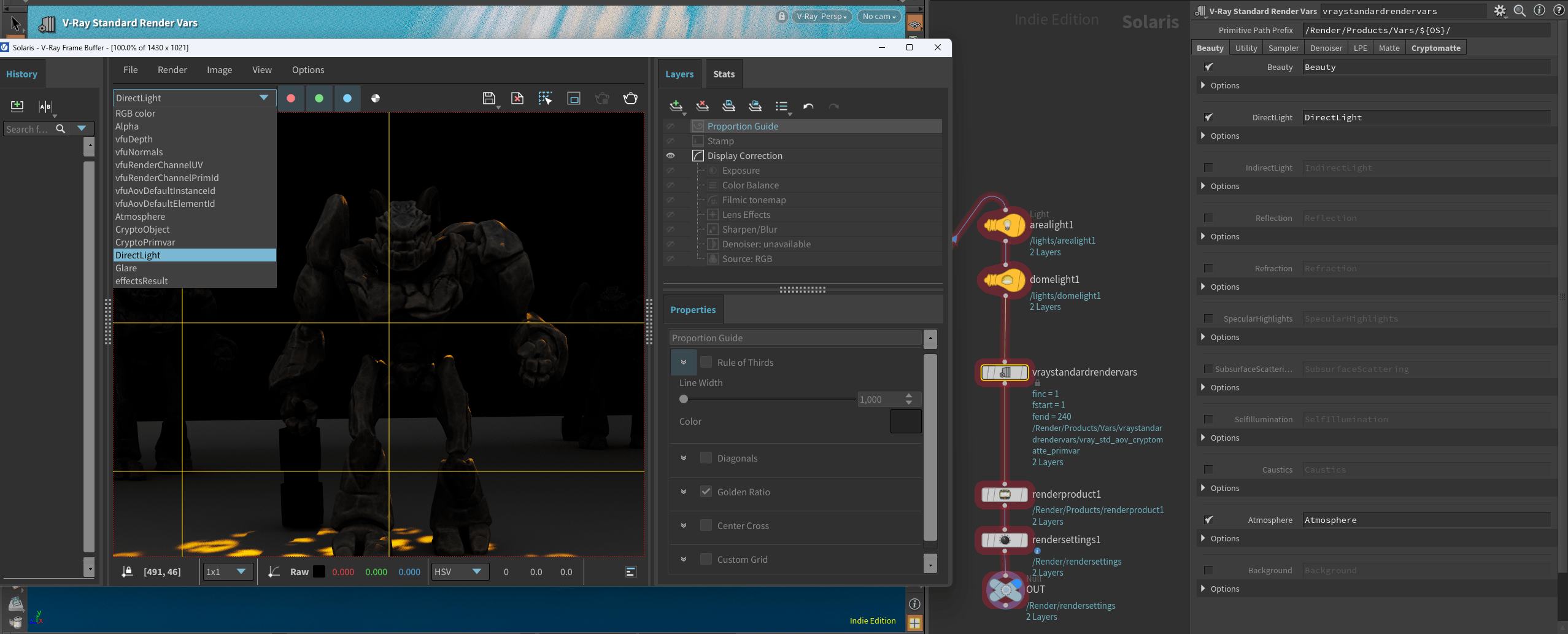 AOV Set-up und Anzeige im Vray Frame Buffer oder Solaris Viewport