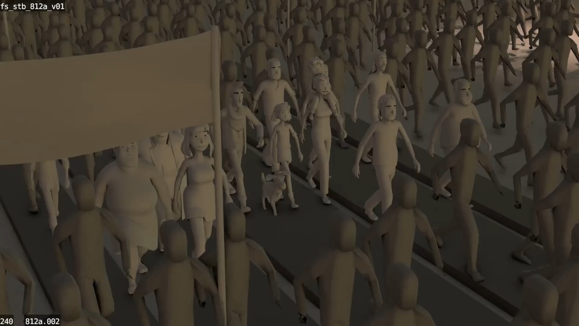 Crowd-Sequenzen haben wir mit einem Partikelsystem geboardet.