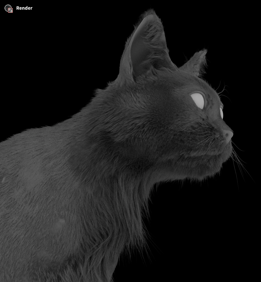 Shaderloses und gleichmäßig ausgeleuchtetes Rendern zum Testen des Hairflows.