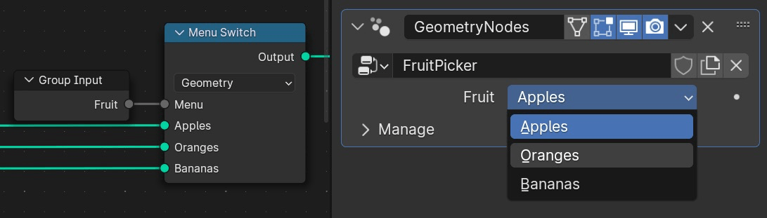 Mit der Menu Switch-Node ist es jetzt möglich, Dropdown-Menüs für selbstgebaute Geometry Nodes-Assets zu erstellen.