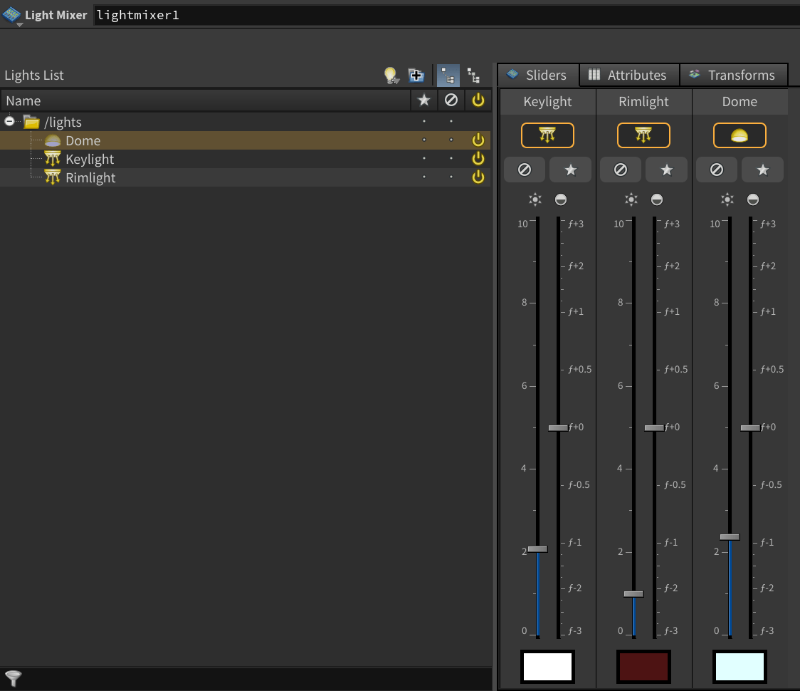 Ein Node, sie alle zu knechten: der Lightmixer als zentrale Kontrollstation für alle Lichter.