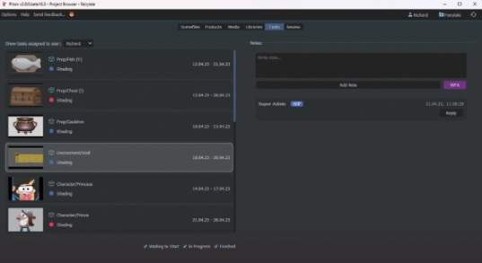 Da Prism das komplette Dateimanagement des Projekts managed, müssen sich Artists nicht mehr mit dem Durchsuchen von Ordnern und der Benennung von Dateien herumschlagen. Das spart Zeit und vermeidet unnötige Fehler.