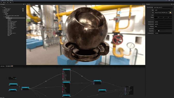 Eine weitere Möglichkeit ist der Open Source MaterialX Editor QuiltiX. Mit diesem kostenlosen Editor lassen sich MaterialX Dateien direkt
von Prism aus öffnen, editieren und als neue Versionen abspeichern. Auch eine Material Library lässt sich somit leicht anlegen – mehr dazu hier: prism-pipeline.com/quiltix. Wer mehr dazu wissen will, gibt der DP-Redaktion Bescheid, dann machen wir eine Story dazu!