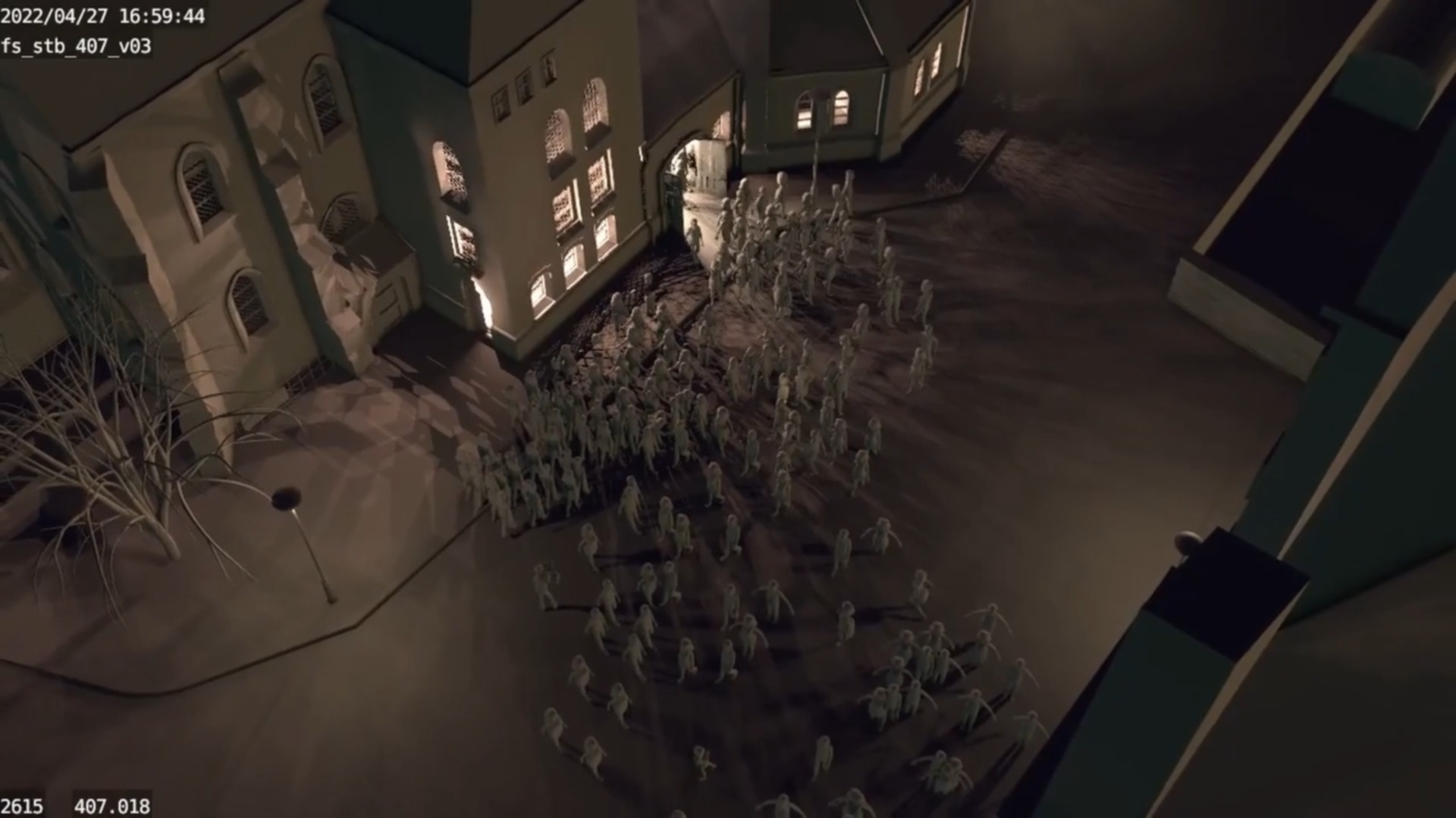 Die Crowd haben wir zum Teil schon in der Animatic bewegt, um zu sehen, wie es später wirkt.